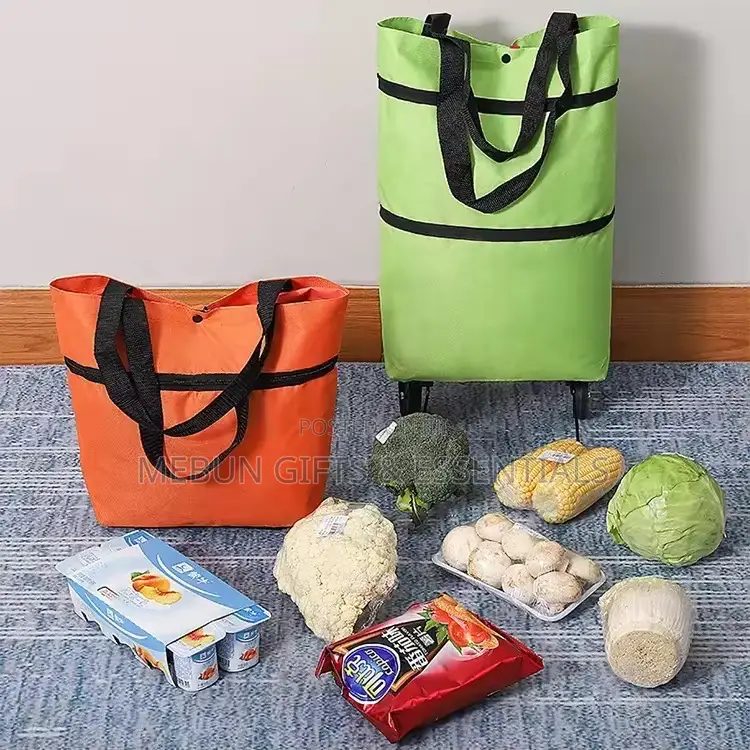 Foldable Shopping Trolley Bags With Wheels And Shoulder Straps