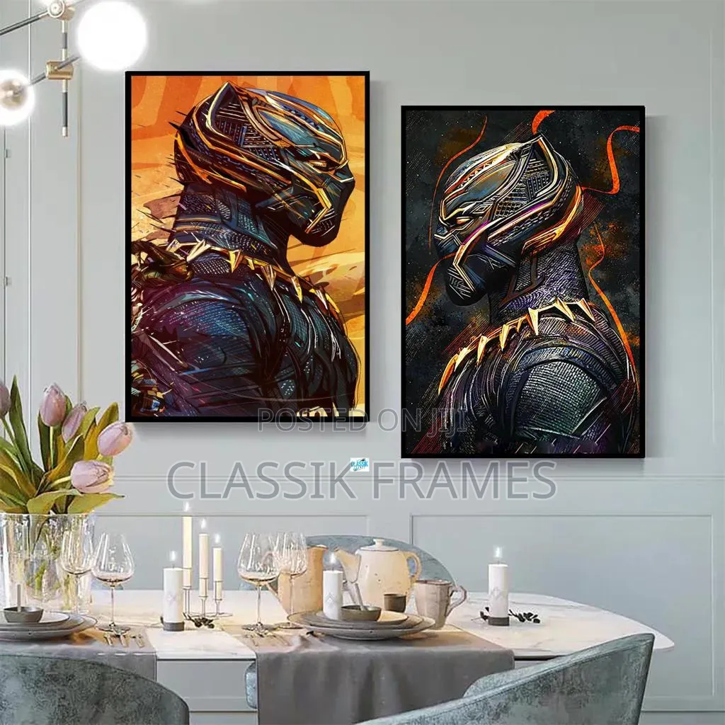 Hd Framed Crafted Artistic Black Panther Digi Painting Wallart