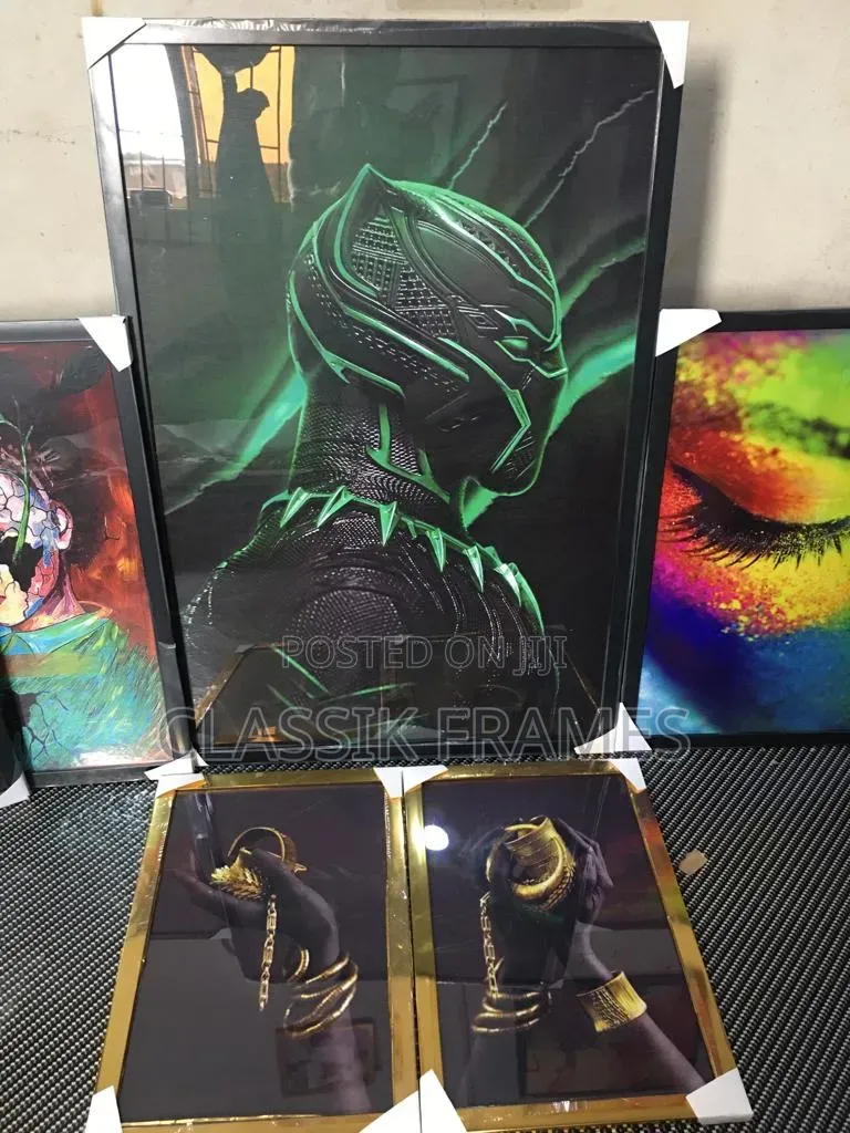 Hd Framed Crafted Artistic Black Panther Digi Painting Wallart