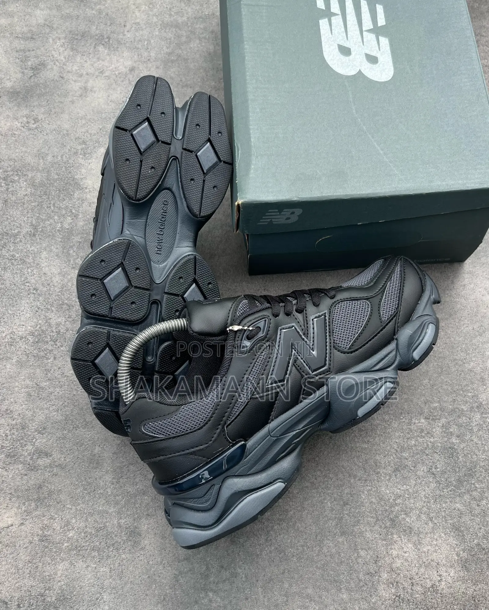 Original New Balance 9060 Triple Black Leather