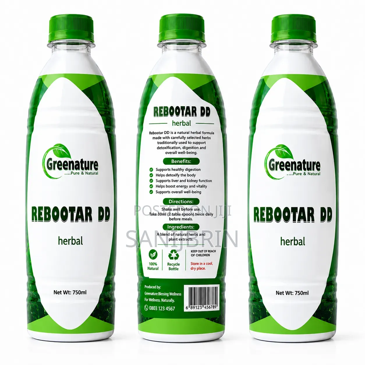 Rebootar Dd Herbal , Blood Sugar, Detox Energy Boostser ×3 Bottles