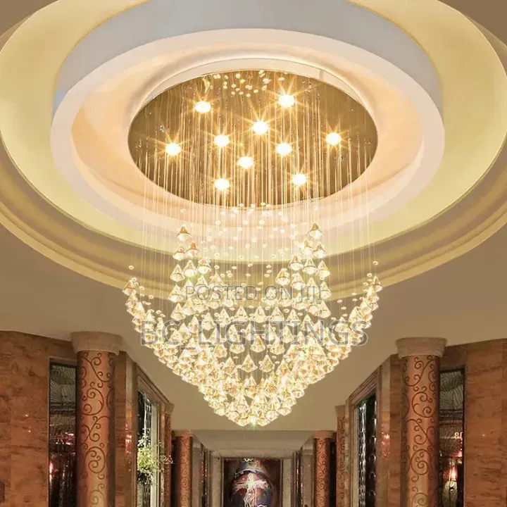 Large Crystal Chandelier Round Diamond Led Light Design Light 800mm
