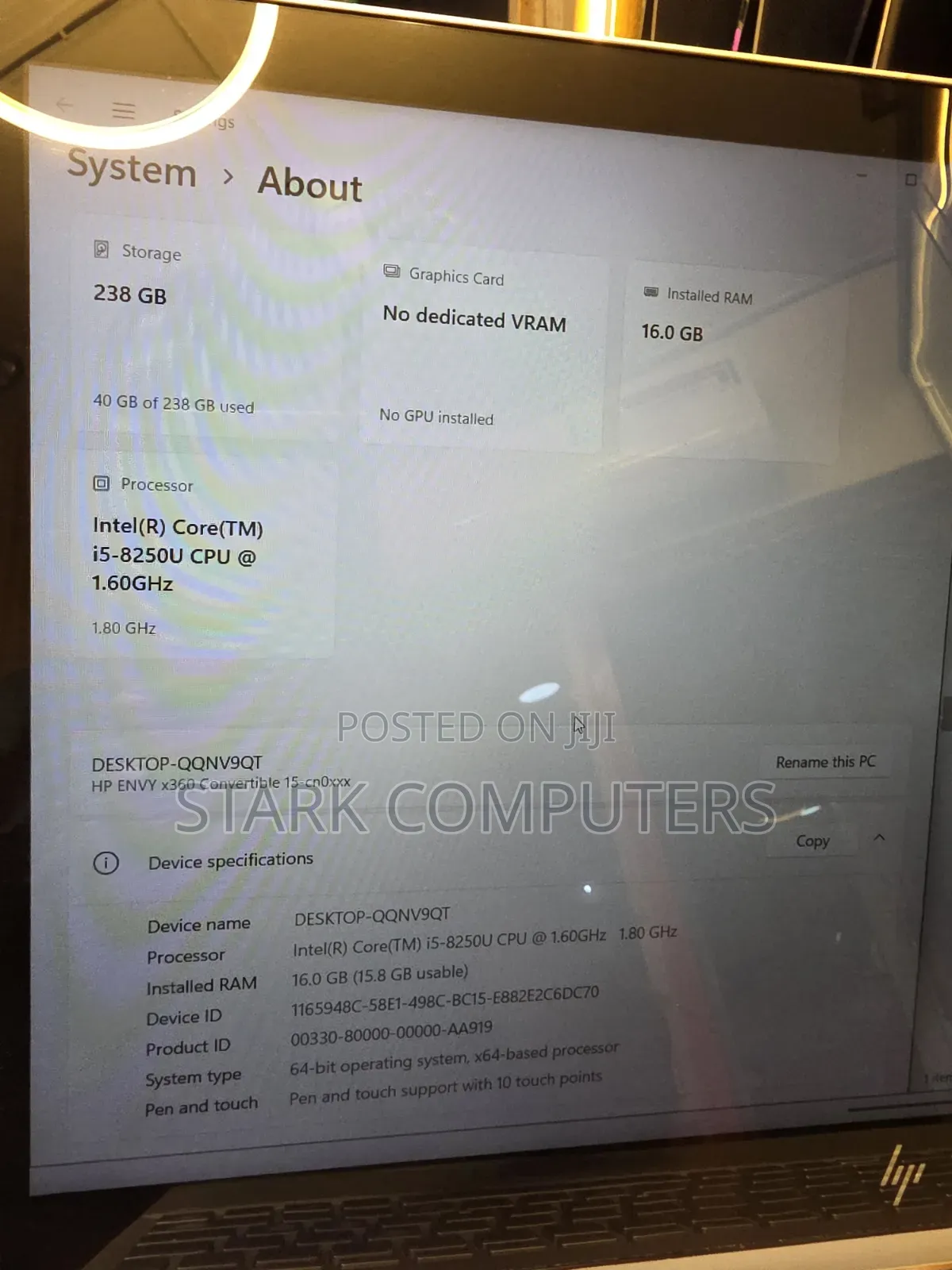 Laptop HP Envy x360 Convertible 15 es2xx 16GB Intel Core i5 SSD 256GB
