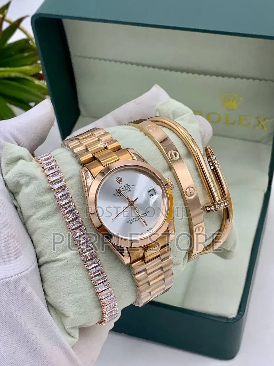 Rolex Ladies Watch and Bracelets Set Available in Different Colors