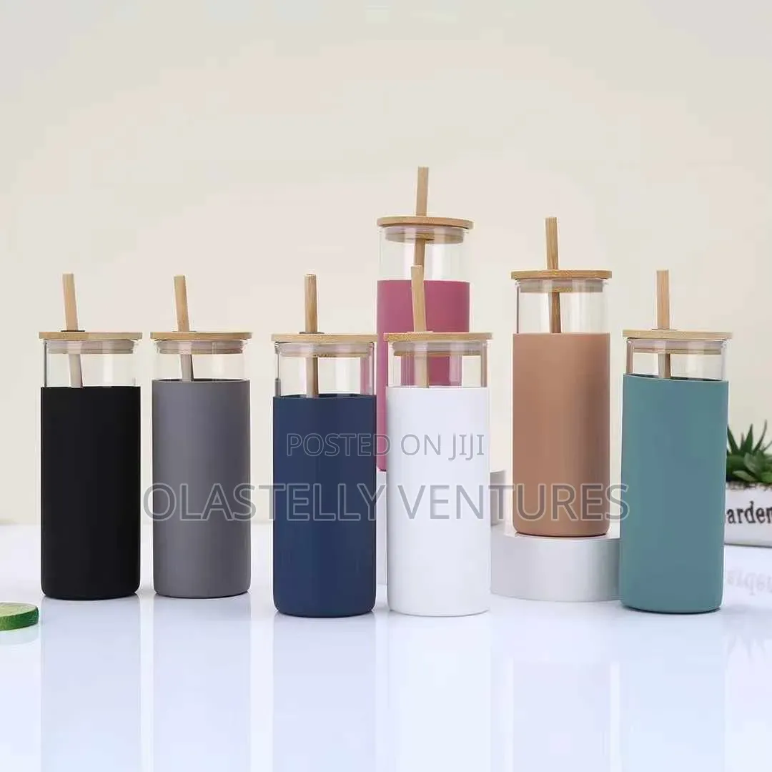 500ml Borosilicate Glass Tumblers With Bamboo Lids Km