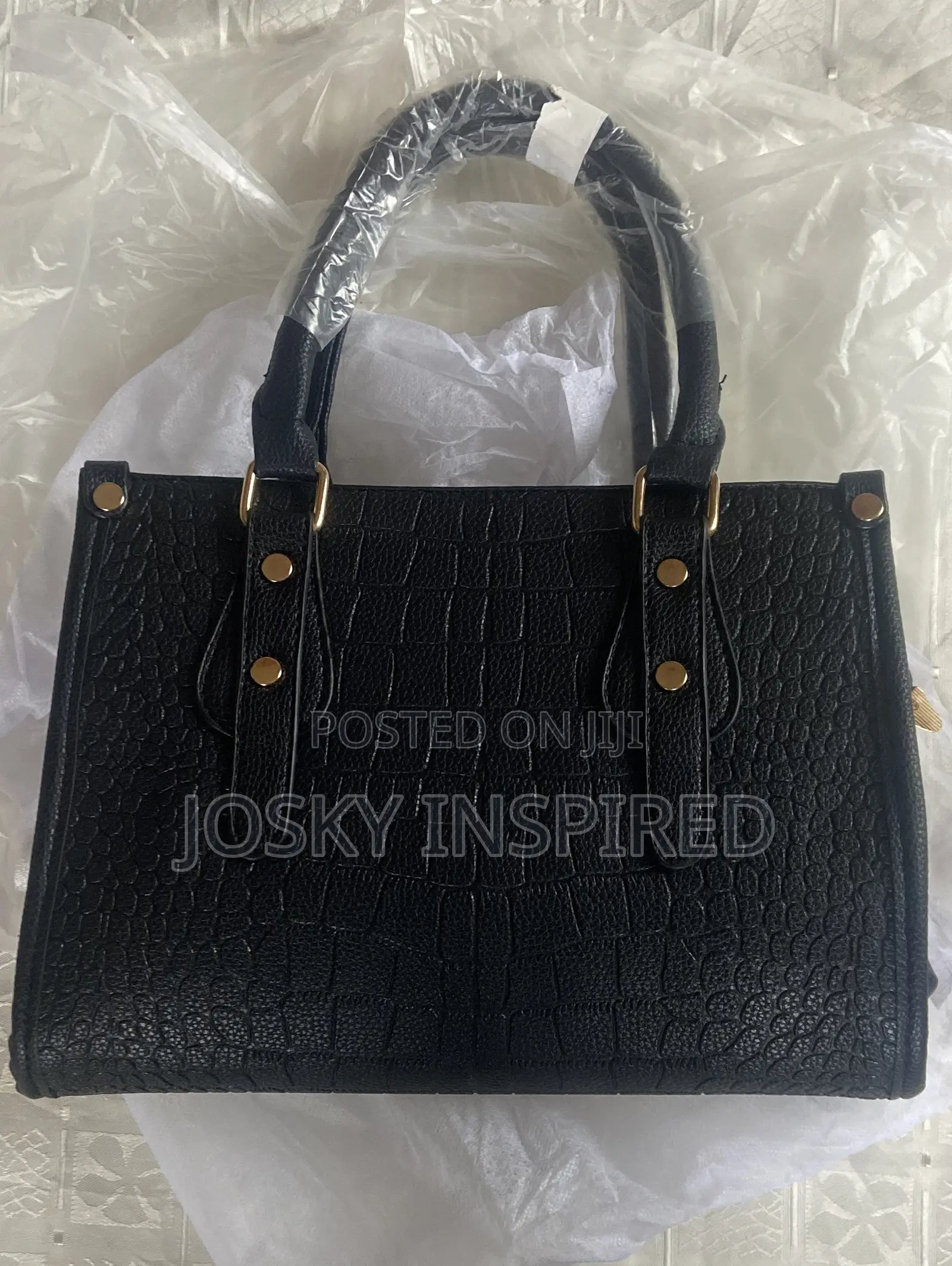 Black Croc Leather Ladies Stylish Hand Bag 3 in 1