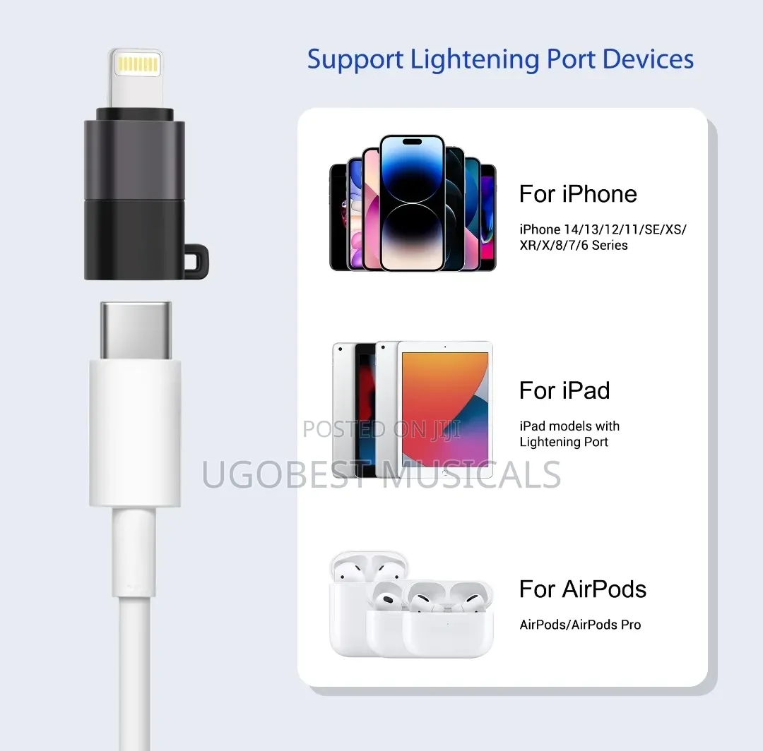 Female Type-C to Male Lightning for iPhone iPad and Earpods