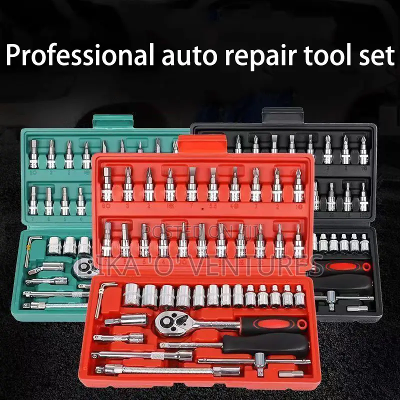 Set With Socket Wrenches and Ratchets for Car Maintenance