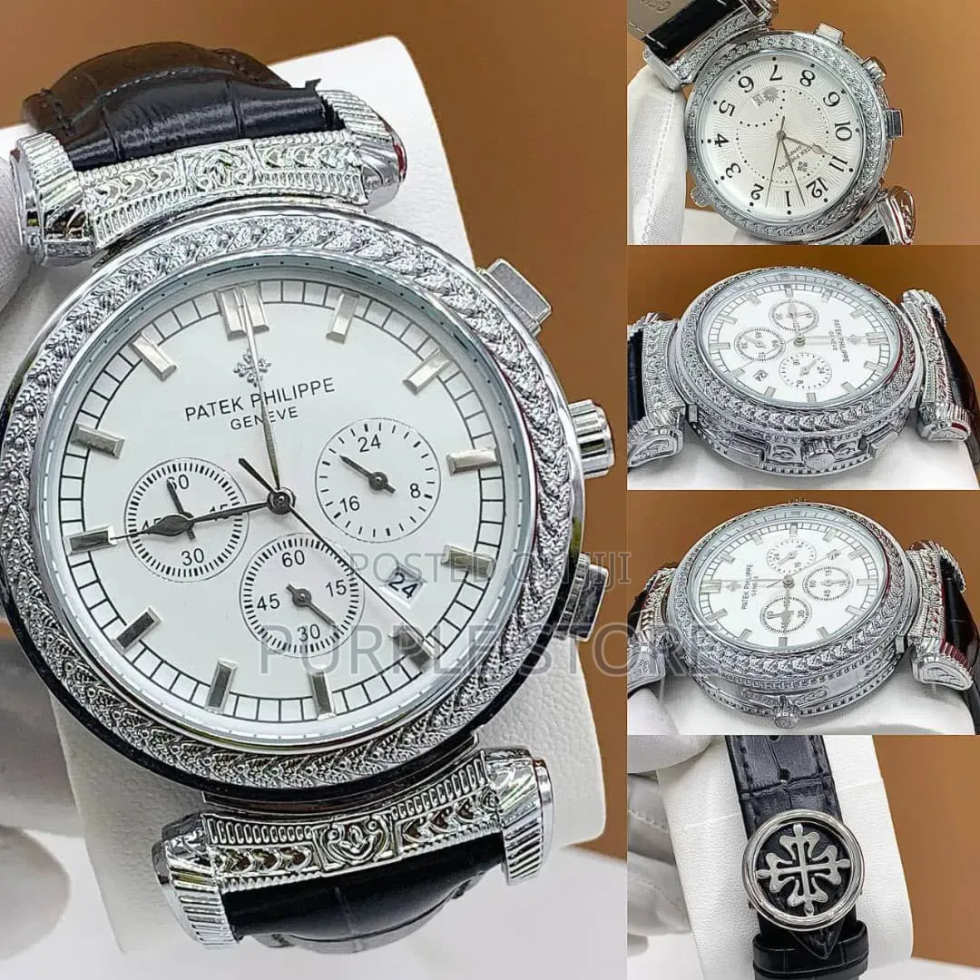 Patek Philippe "Double-Face" Watch With Chronograph Leather Strap