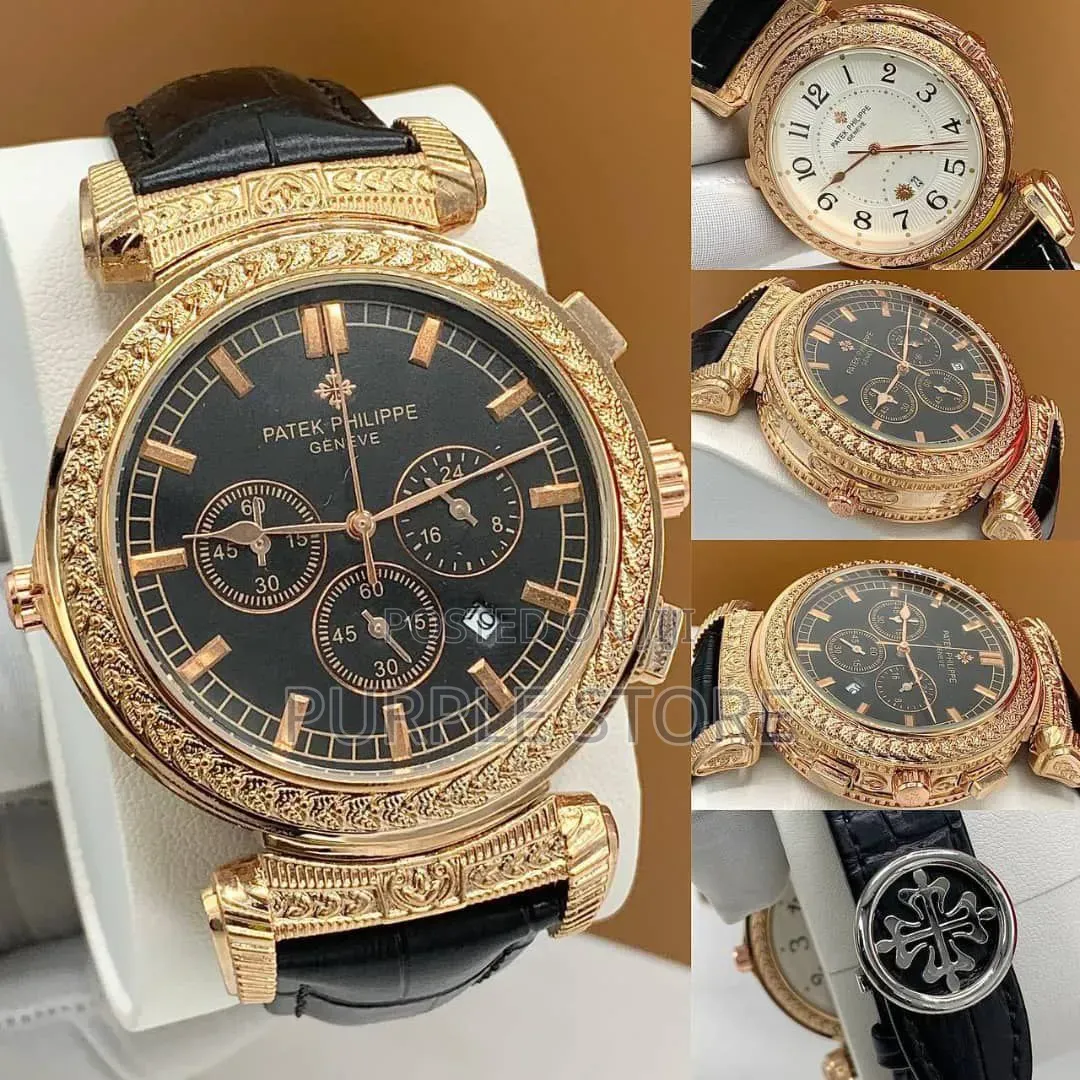 Patek Philippe "Double-Face" Watch With Chronograph Leather Strap