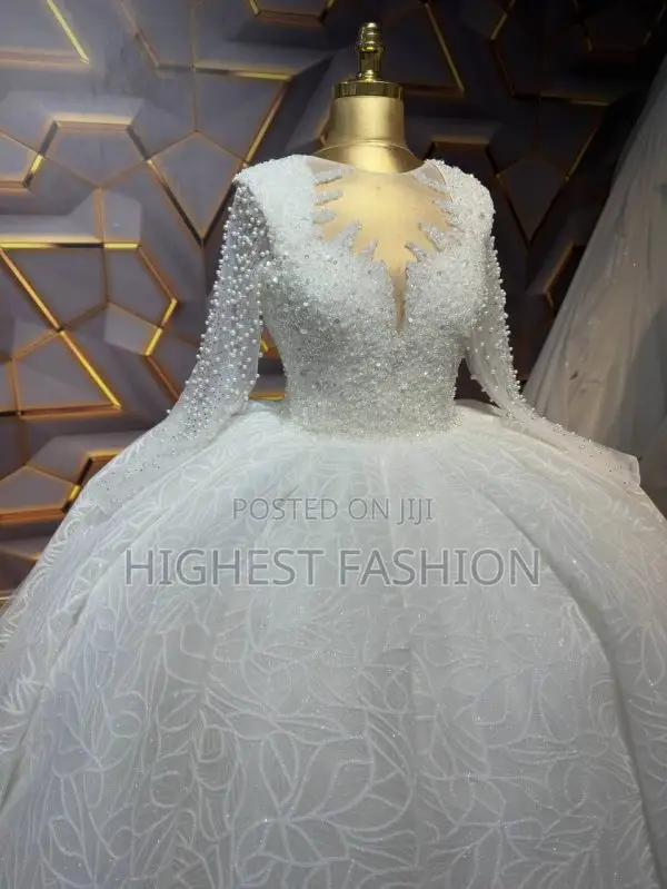 Long Sleeve Wedding Gown With Illusion Neckline - Style 932