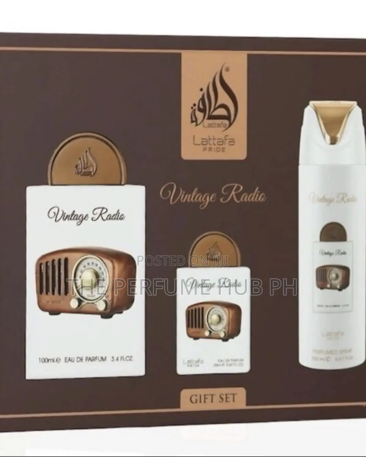 Lattafa Pride Vintage Radio Edp 100ml 3 Piece Gift Set Boxed
