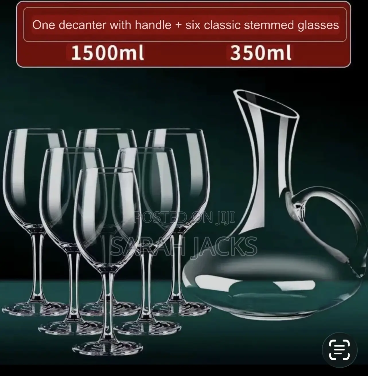 Decanter + 6pcs Stemmed Wine Glasses(With Handle)