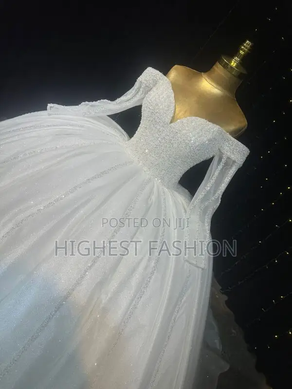 Off Shoulder Long Sleeve Wedding Gown - Style 956