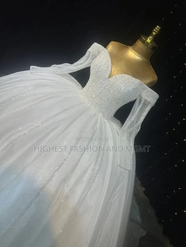 Off Shoulder Long Sleeve Wedding Gown - Style 956