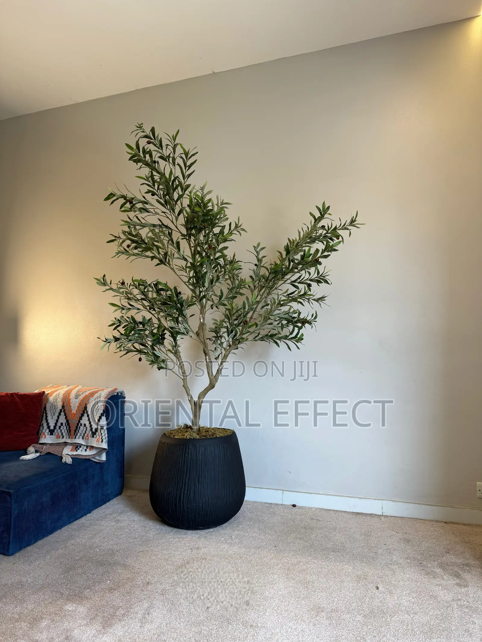 Matte Black Rough Merlot Pot Artificial Wide Olive Tree – Home Décor