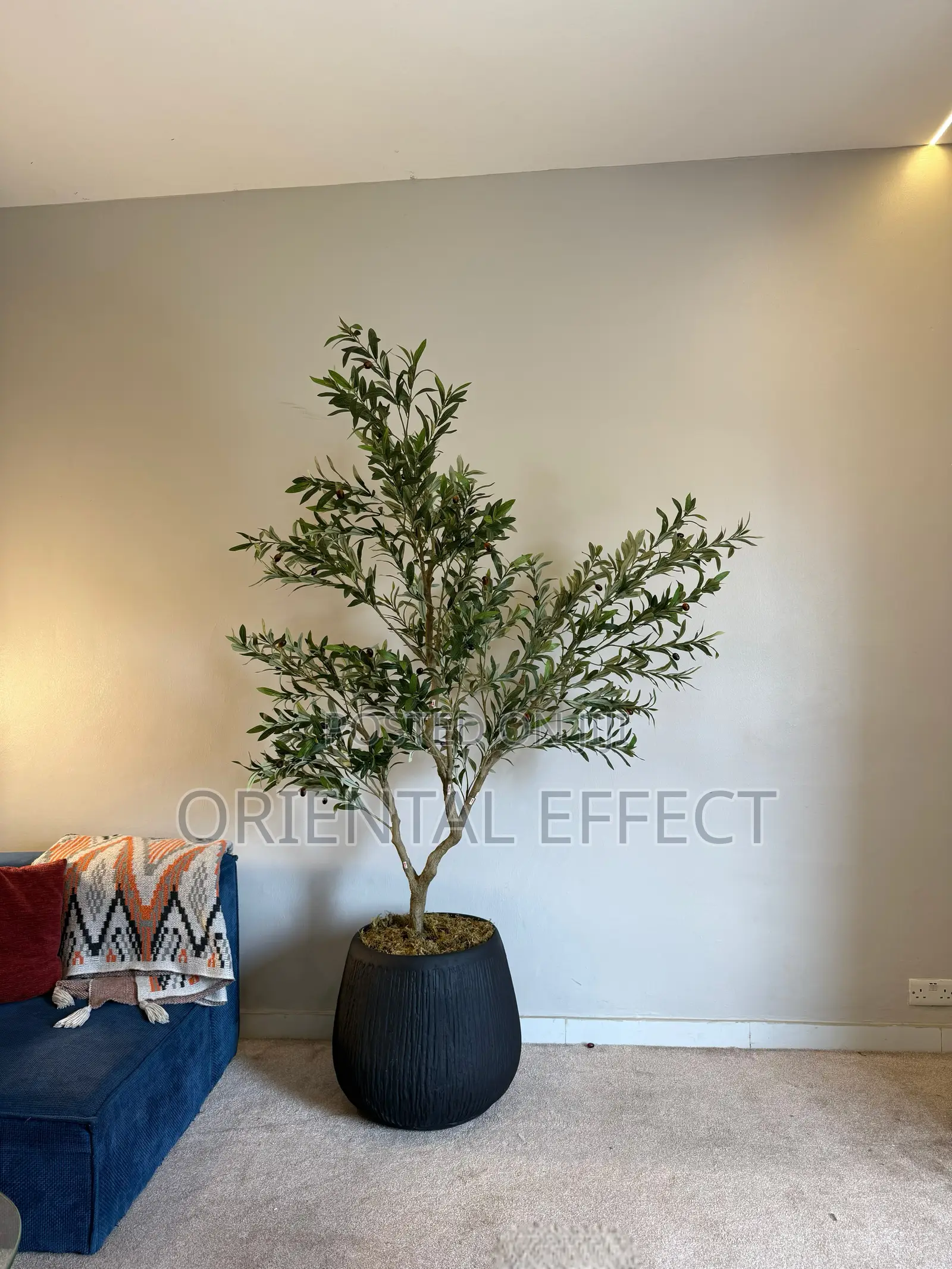 Matte Black Rough Merlot Pot Artificial Wide Olive Tree – Home Décor