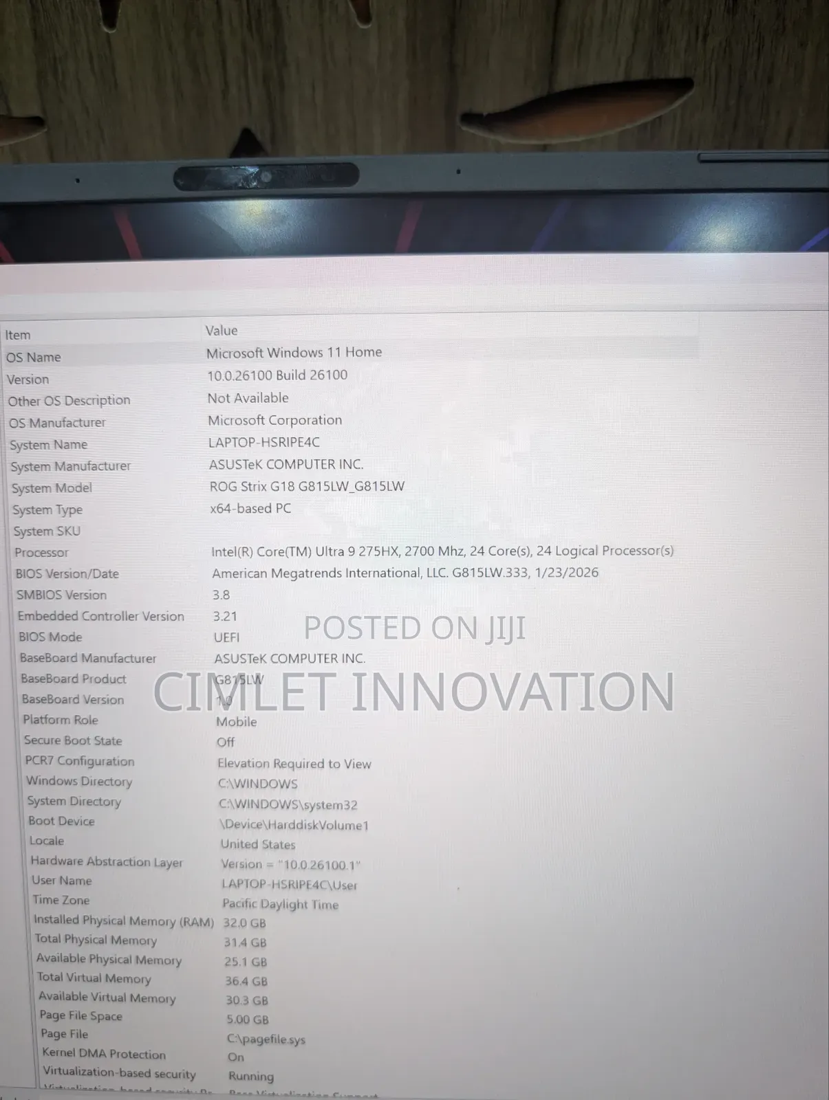 Laptop Asus ROG Strix G17 32GB Intel Core Ultra 9 SSD 2T