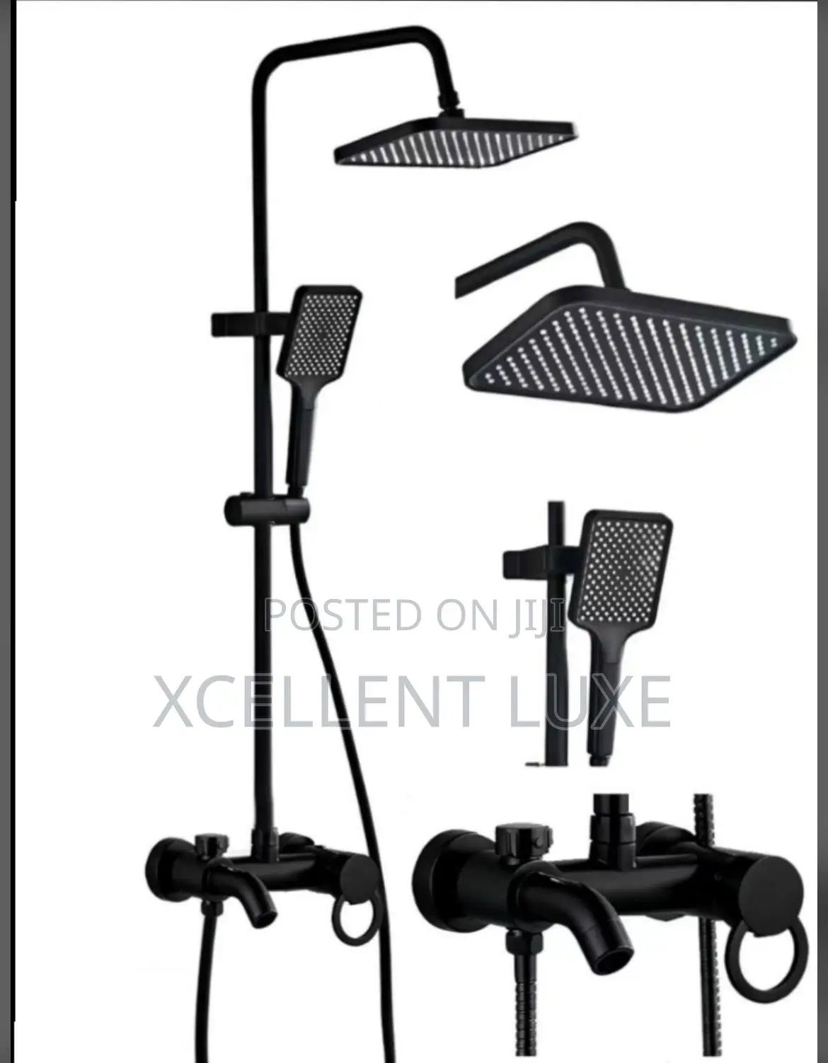 Standing Shower Mixer Set on Black