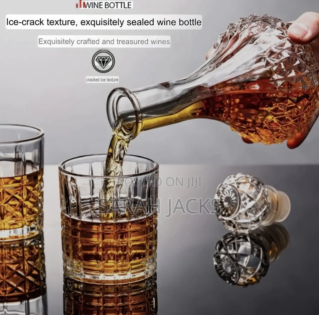 Vintage Crystal Decanter + 6pcs Glass Set