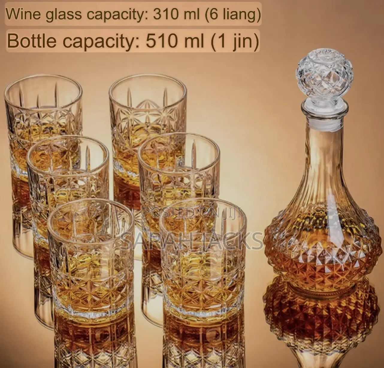 Vintage Crystal Decanter + 6pcs Glass Set