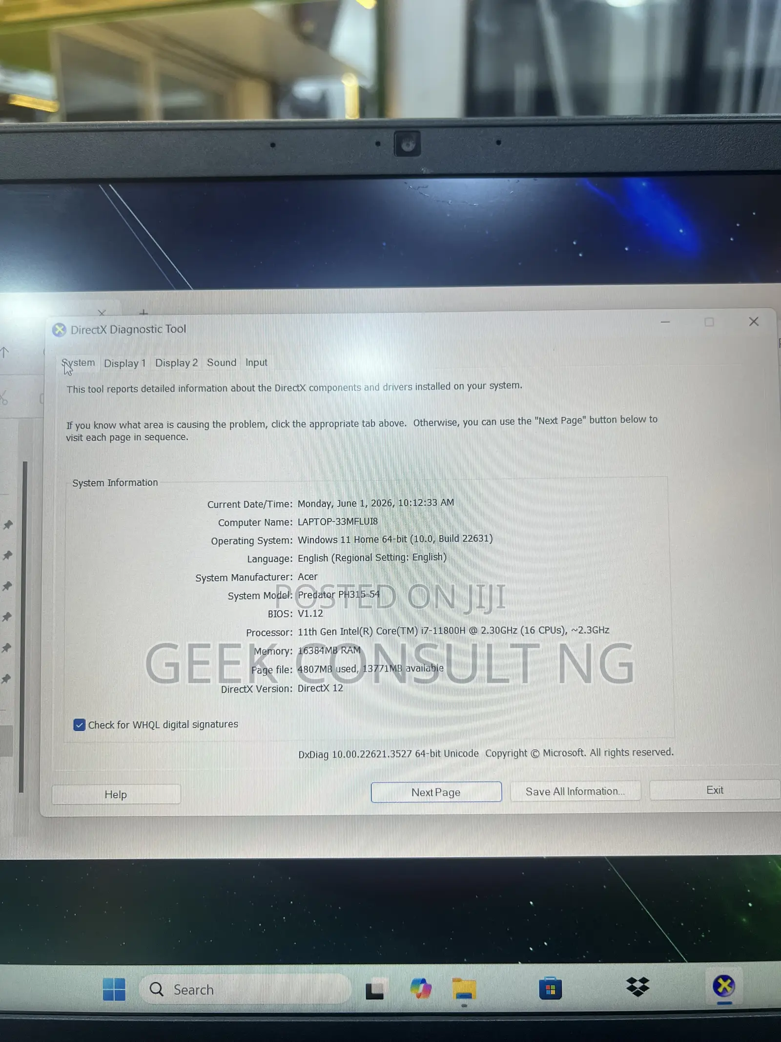 Laptop Acer Predator Helios 300 16GB Intel Core i7 SSD 512GB