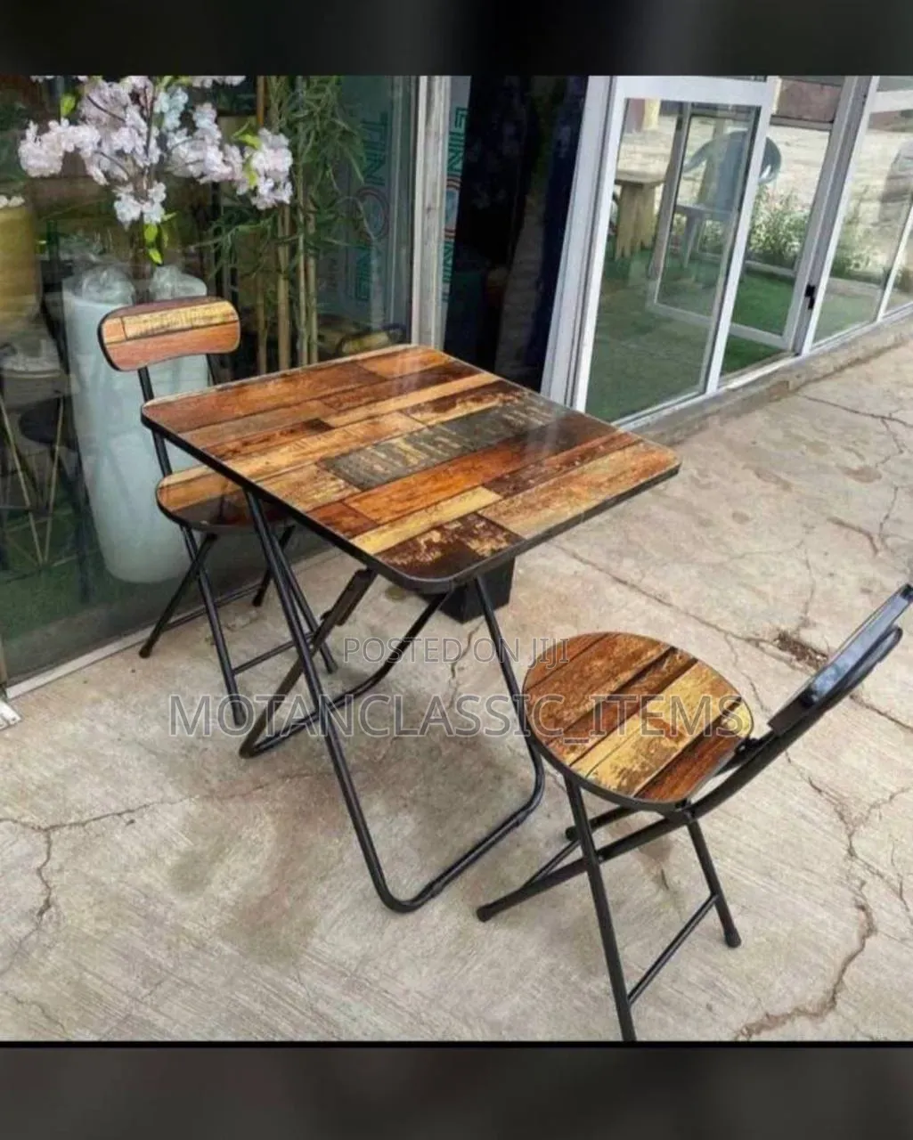 Foldable Wooden Table and 2 Chairs