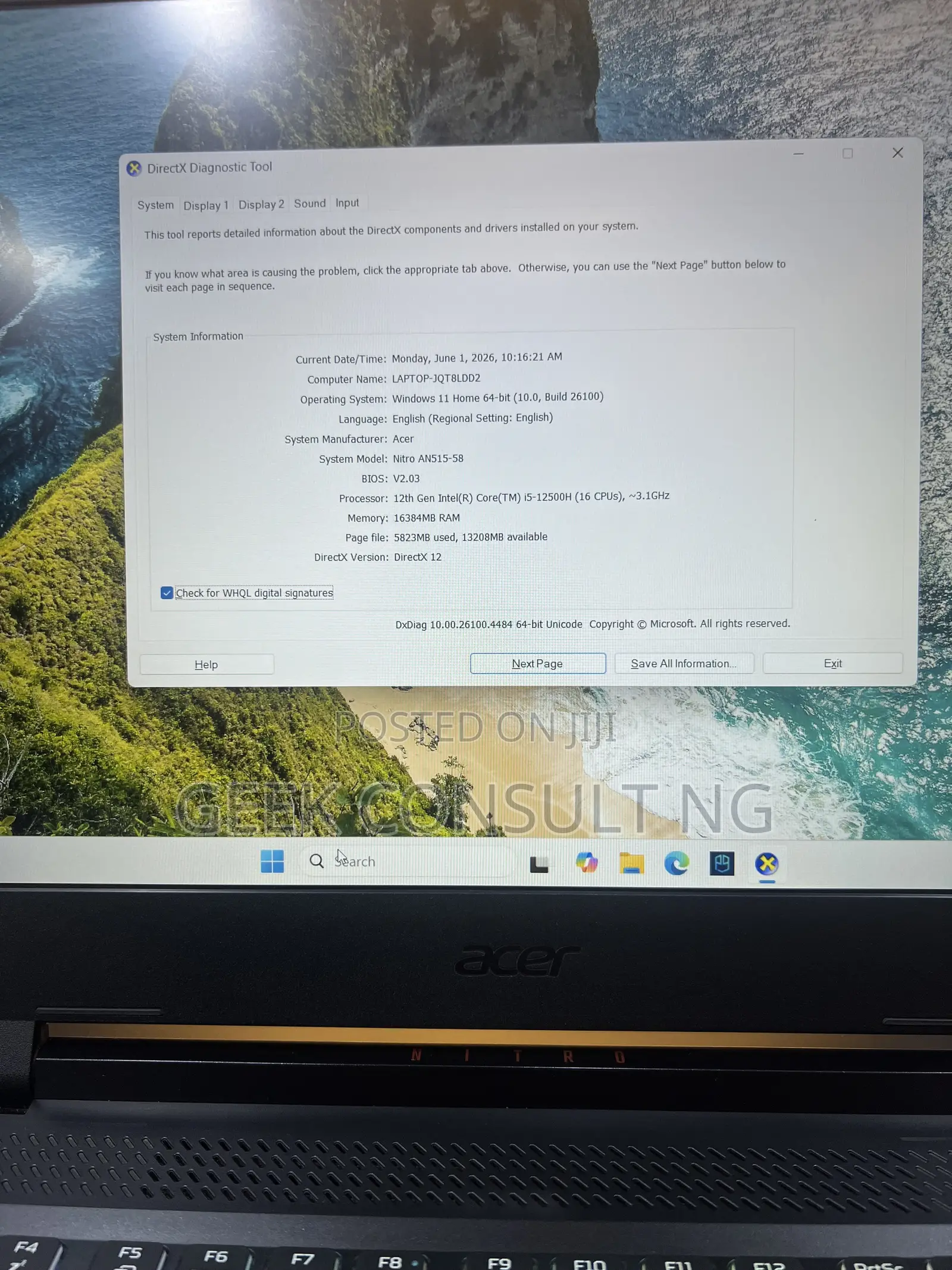 Laptop Acer Nitro 5 16GB Intel Core i5 SSD 512GB