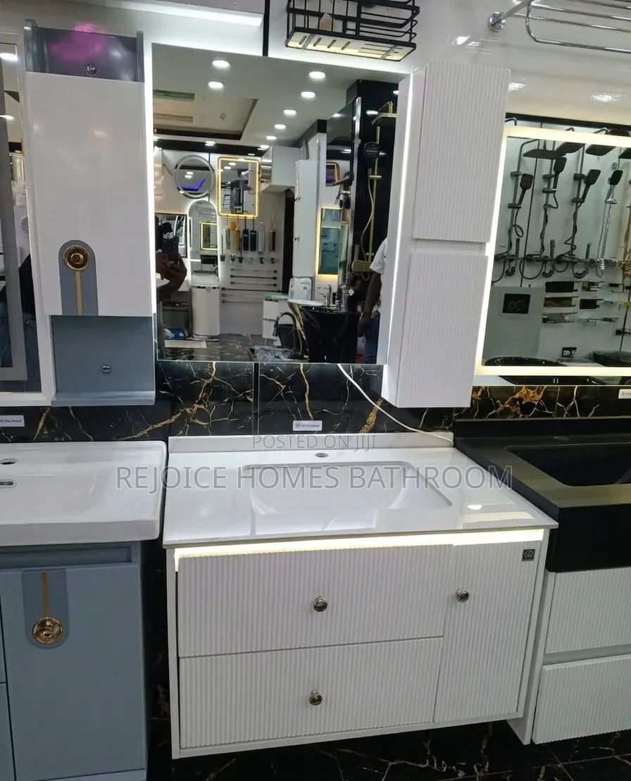 Modern Bathroom Sink Cabinet With Sensor Led Mirror and Shelf