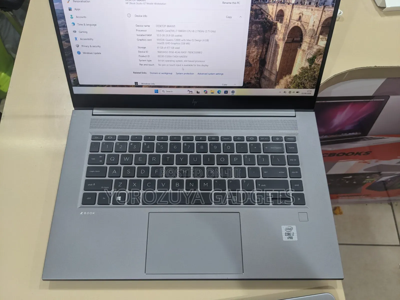 Laptop HP Zbook Studio G7 32GB Nvidia SSD 500GB