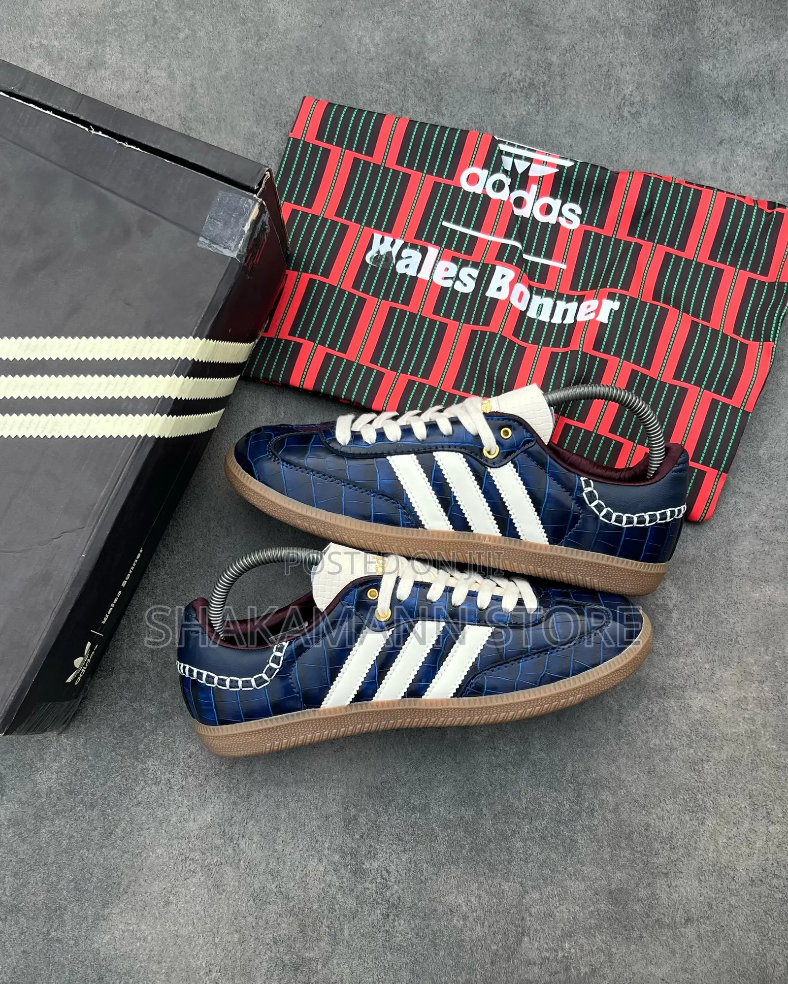 Original Adidas Blue Croc Skin Wales Bones