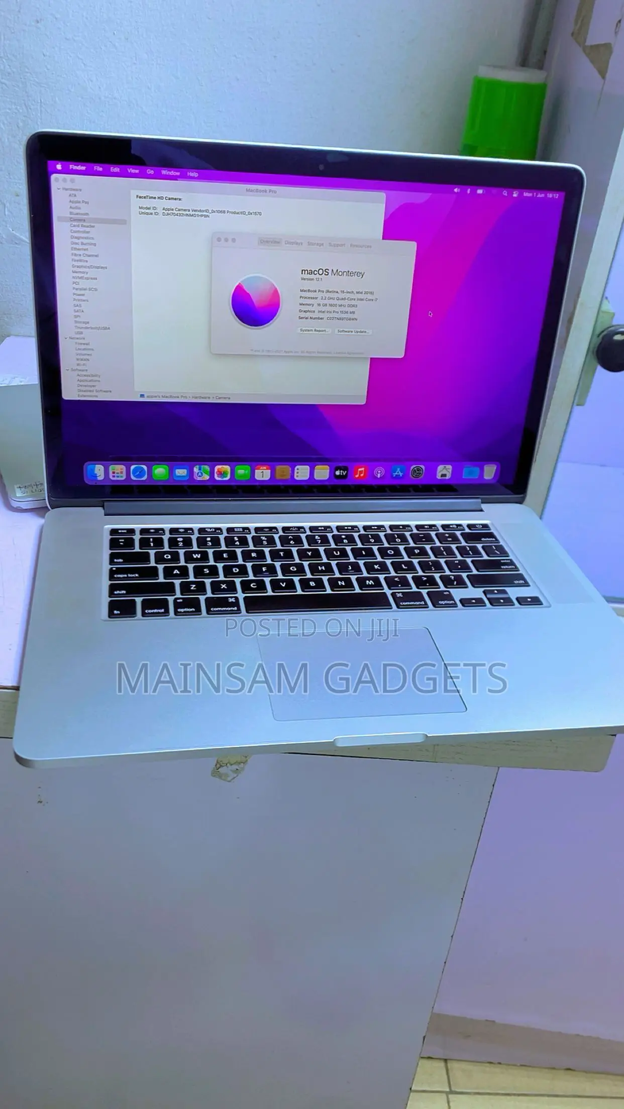 Laptop Apple MacBook Pro 2015 16GB Intel Core i7 SSD 512GB