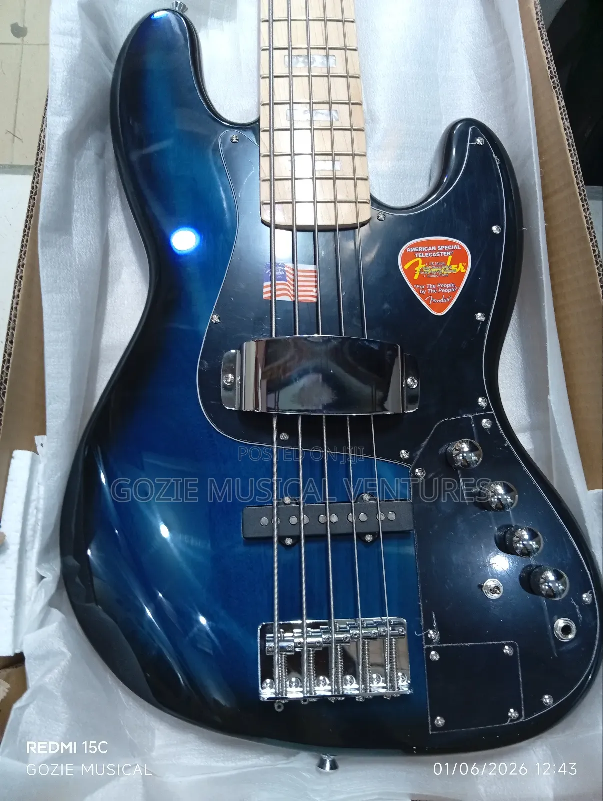 Fender Jazz Bass Guitar Five String Active Bass 20fret With Tested Ok
