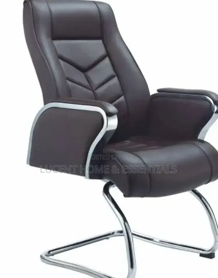 Luxury Dark Brown Leather Visitor's Armchair