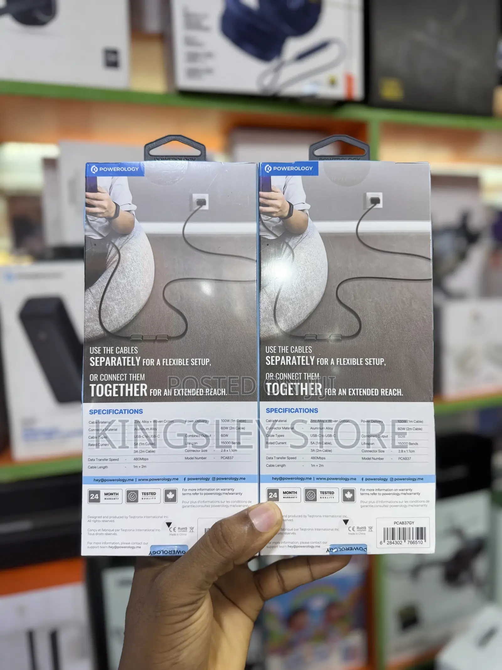 Powerology Argos Dual Usb-C Cables With Connector - Grey