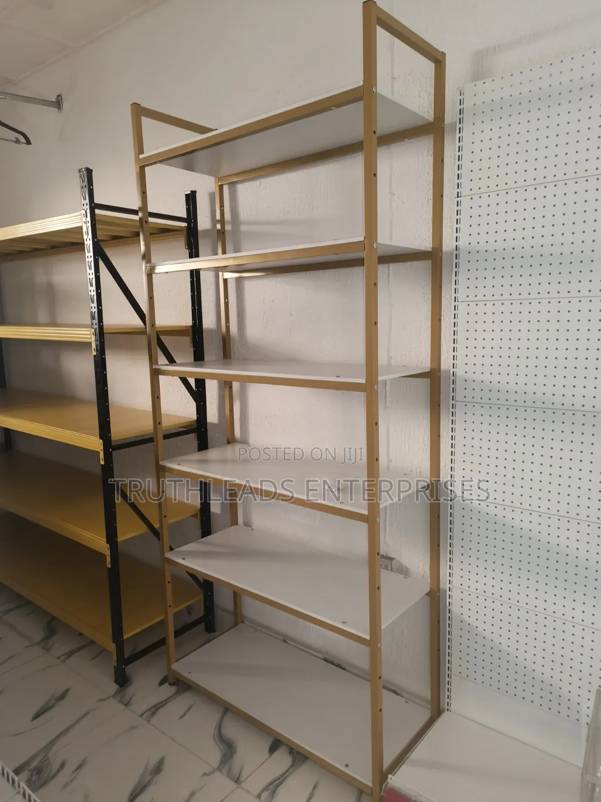 White and Gold 6 Levels Storage and Display Rack