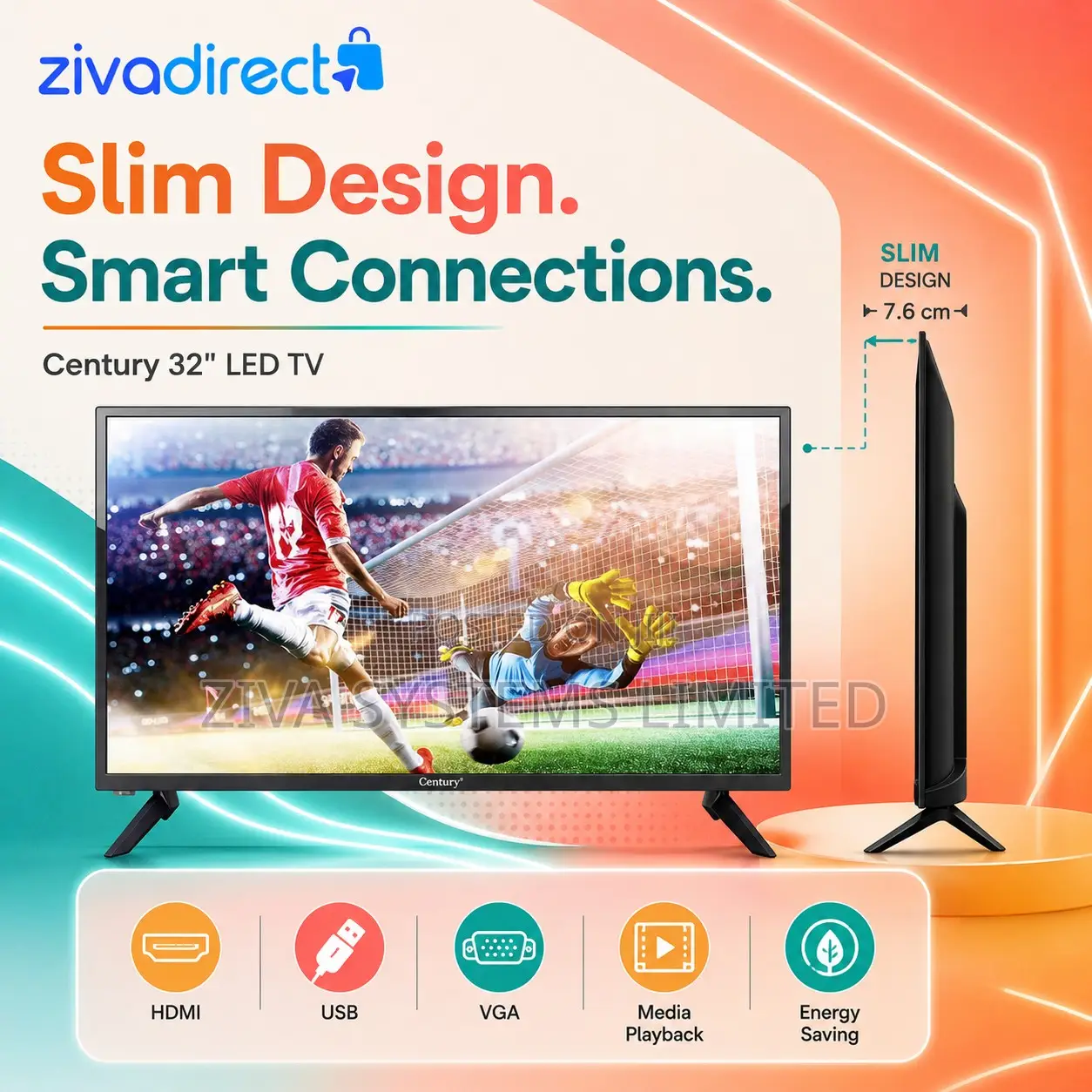 Century 32 Inch Led Tv – Hdmi, Usb, Vga, Energy Saving
