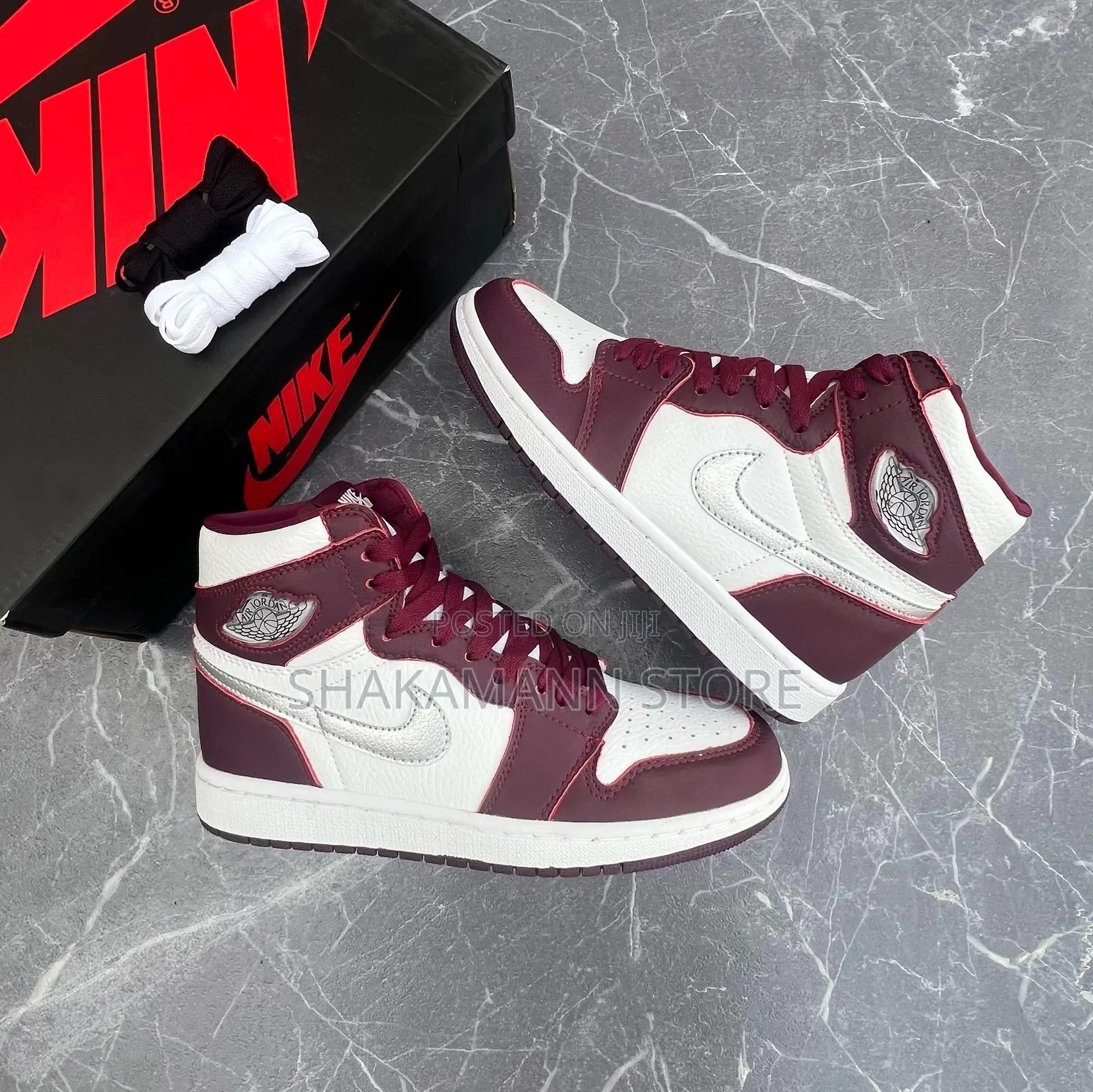 Air Jordan 1 High Burgundy and Silver Swoosh