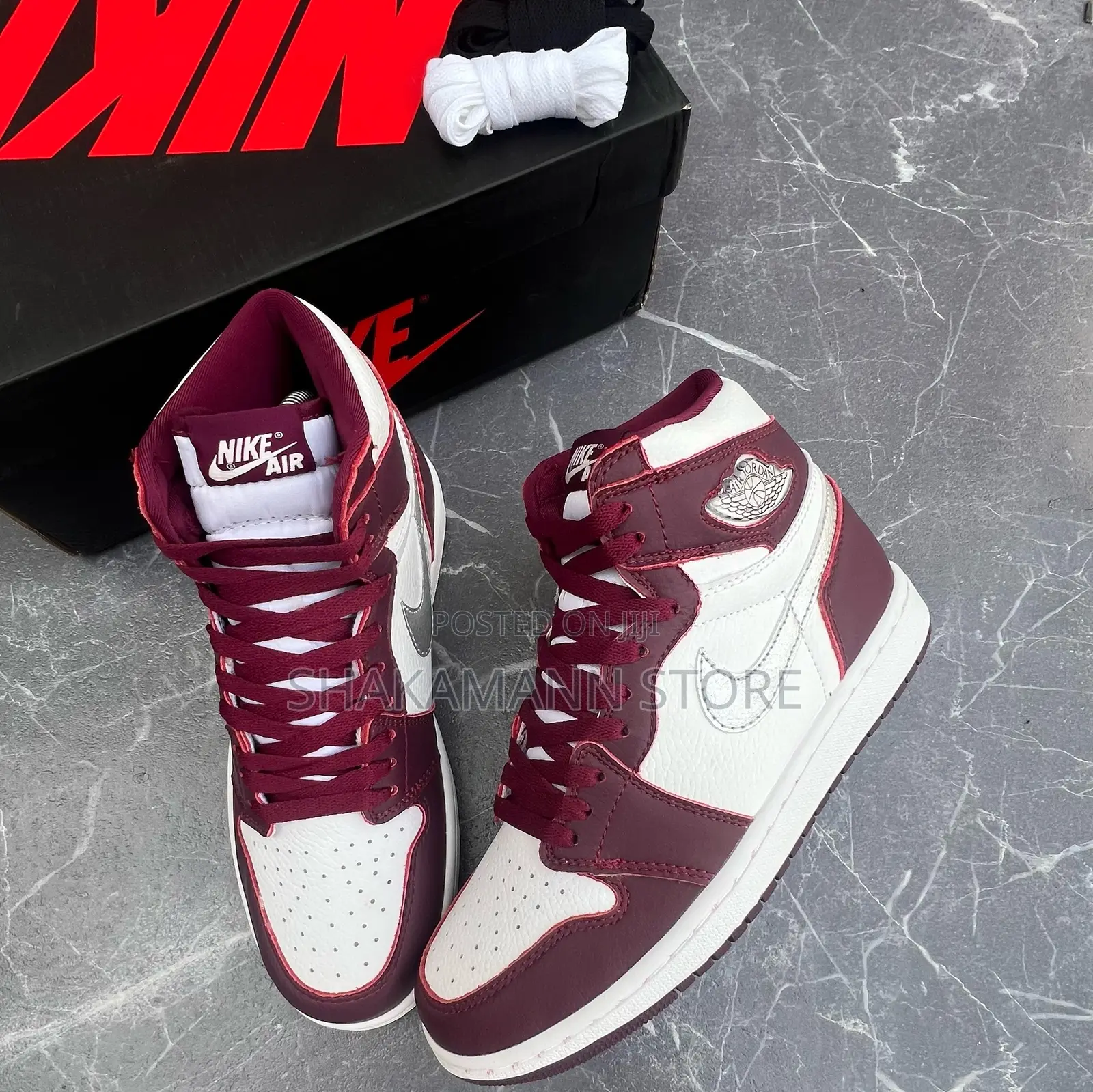 Air Jordan 1 High Burgundy and Silver Swoosh