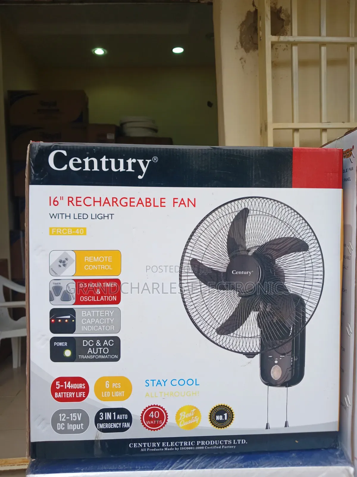 Century 16" Rechargeable Wall Fan