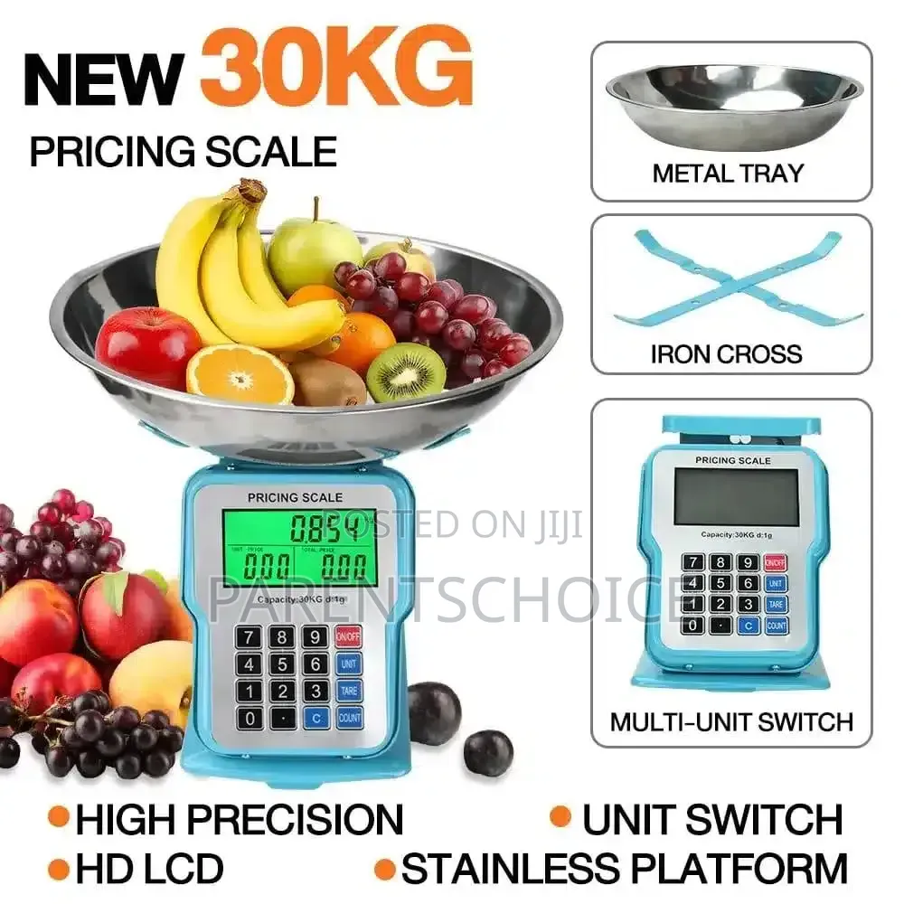 Electronic Billing Scale 30kg With Stainless Steel Disc