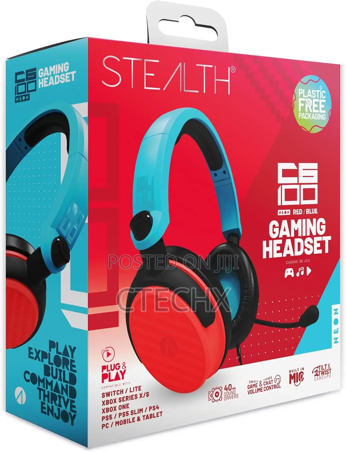Stealth C6-100 Gaming Headset Range (Blue/Red)