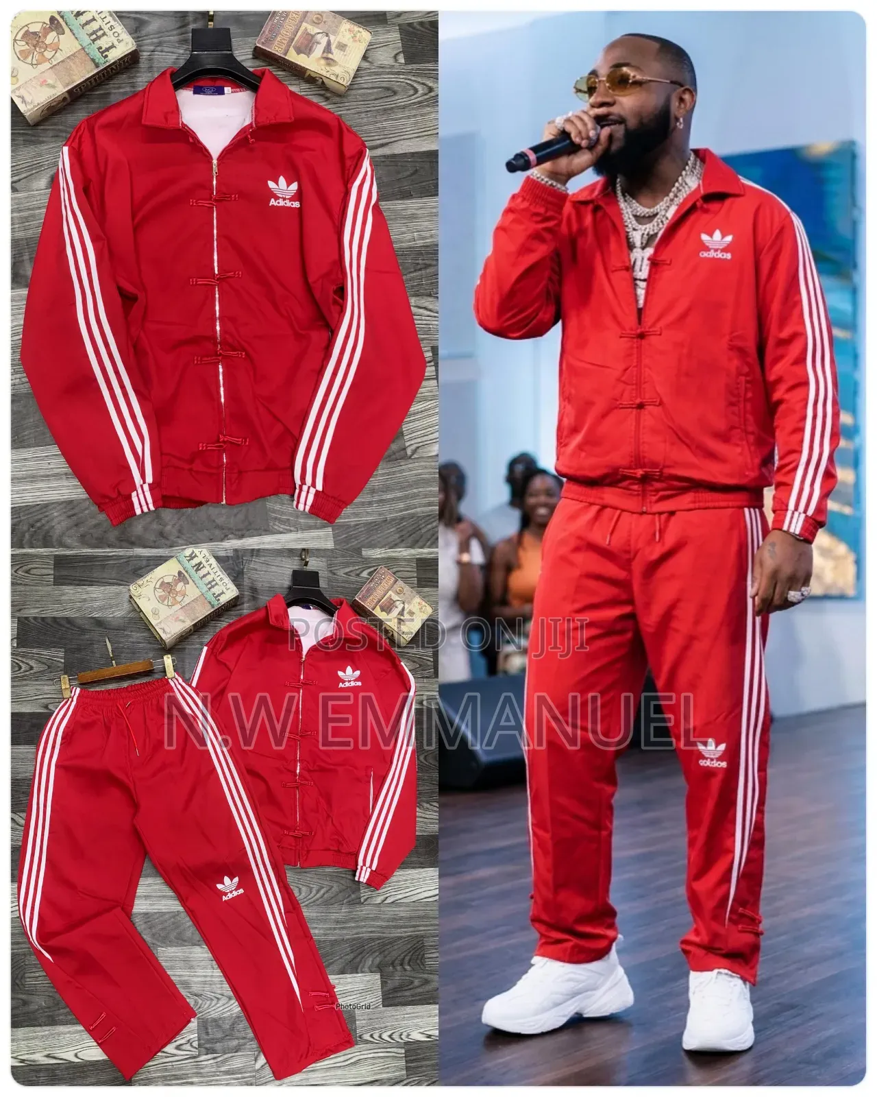 Adidas Red Tracksuit Set – Stylish 2-Piece Outfit