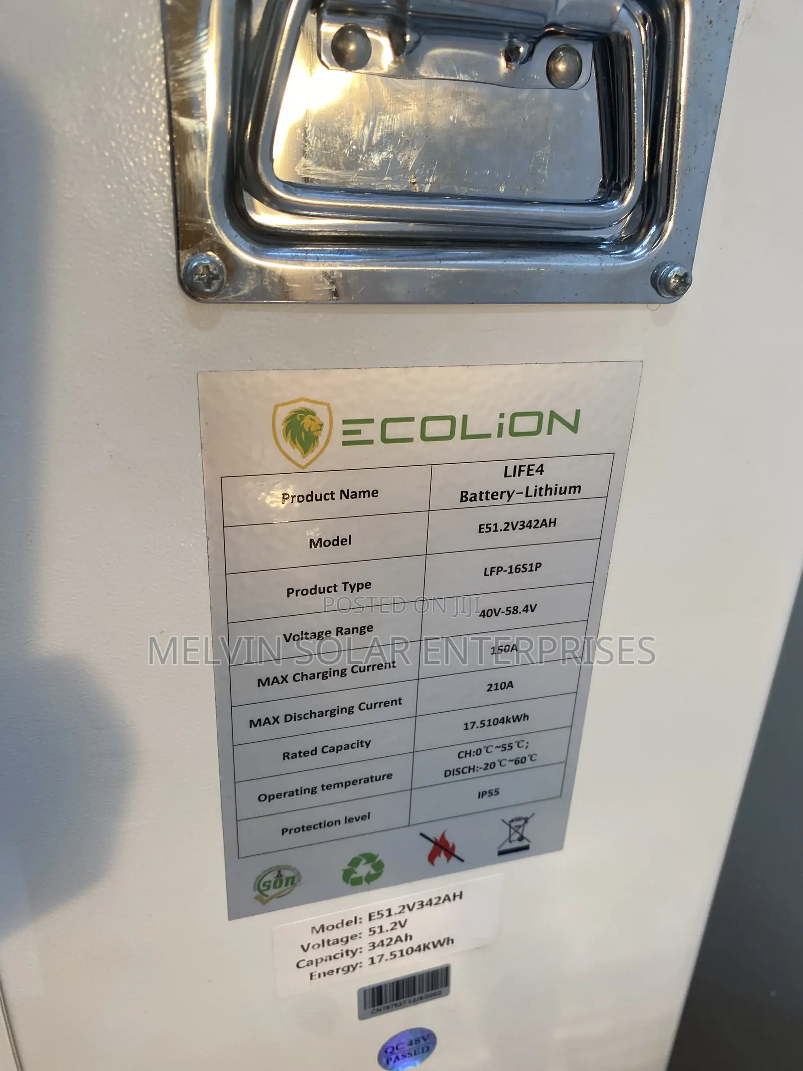 17.5kwh 51.2v 342ah Ecolion Solar Lithium Ion Phosphate Batteries