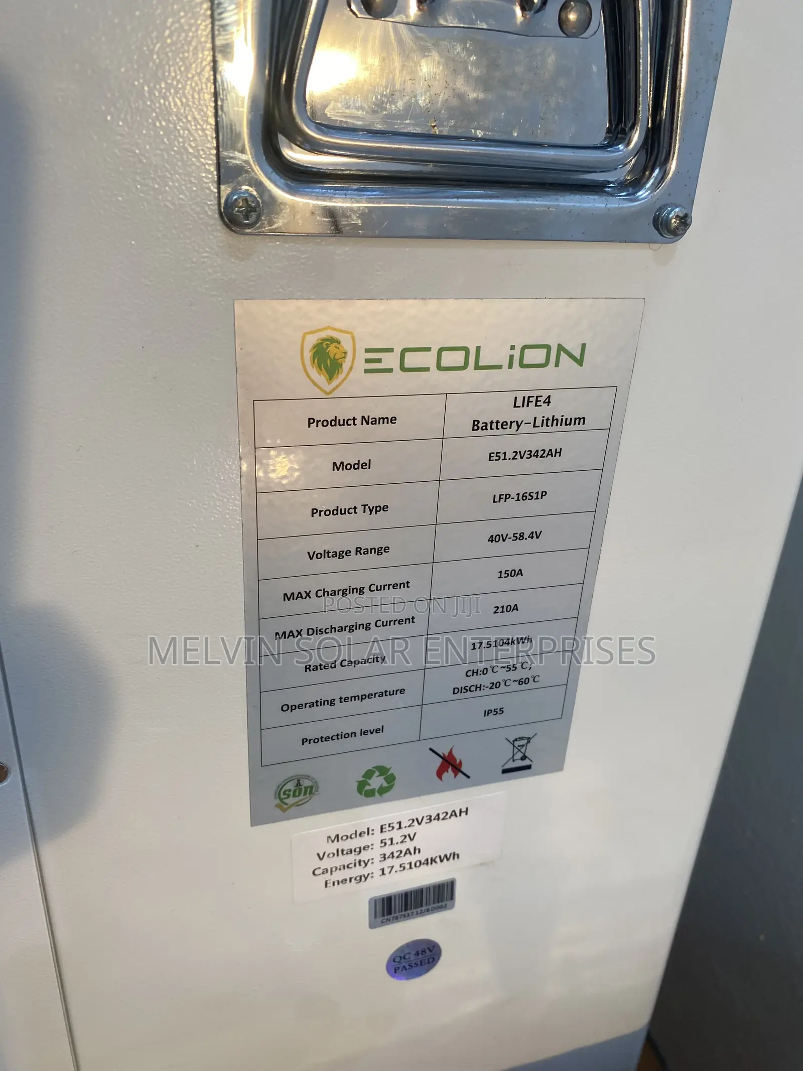 17.5kwh 51.2v Ecolion Solar Lithium Ion Phosphate Batteries
