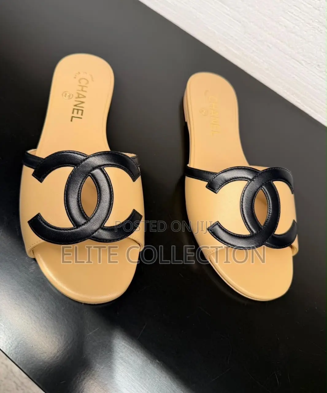 Chanel Beige Lambskin Mules Size :38-42 Color: As Displayed