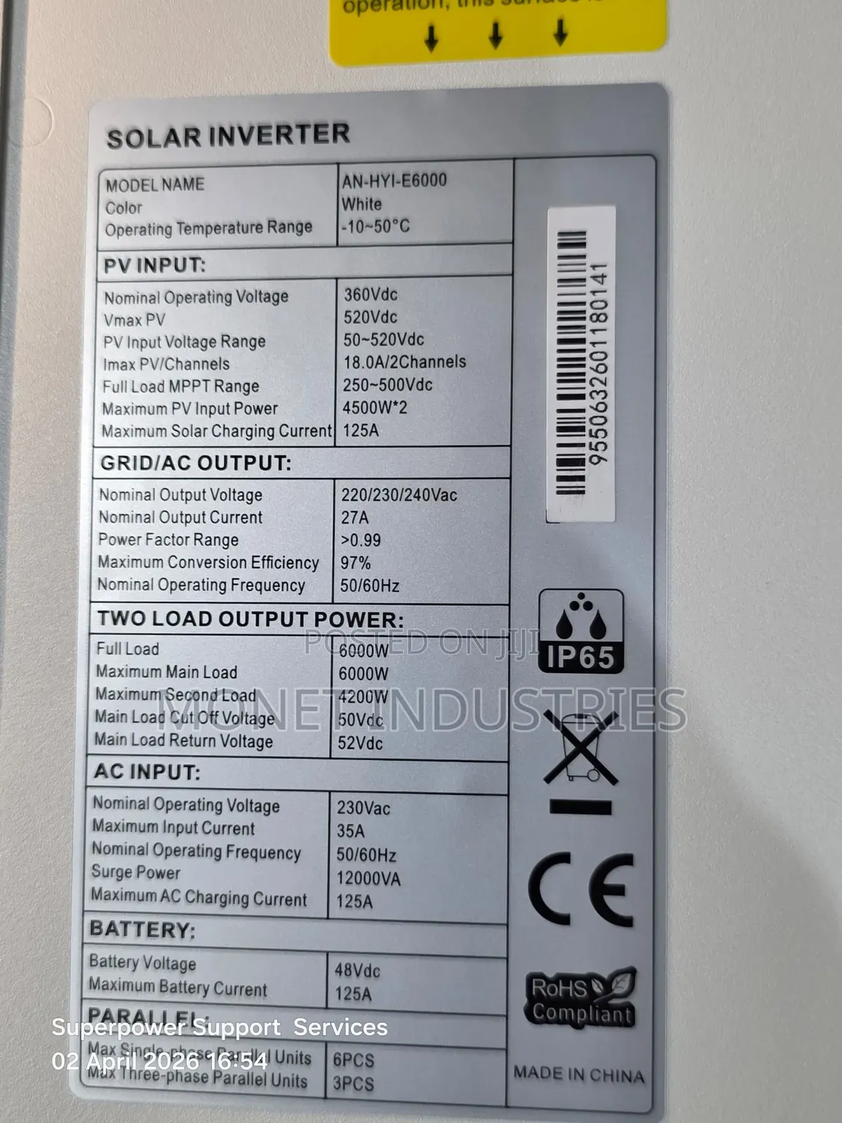 6kw 48v Anern Ip65 Hybrid Inverter
