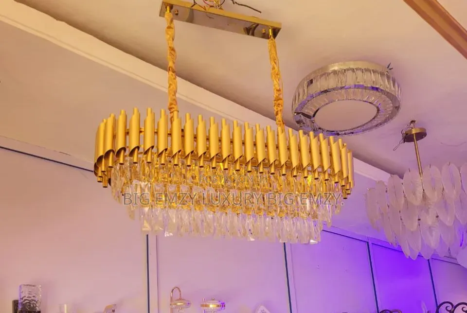Golden Pipe Adjustable Chandelier Light.