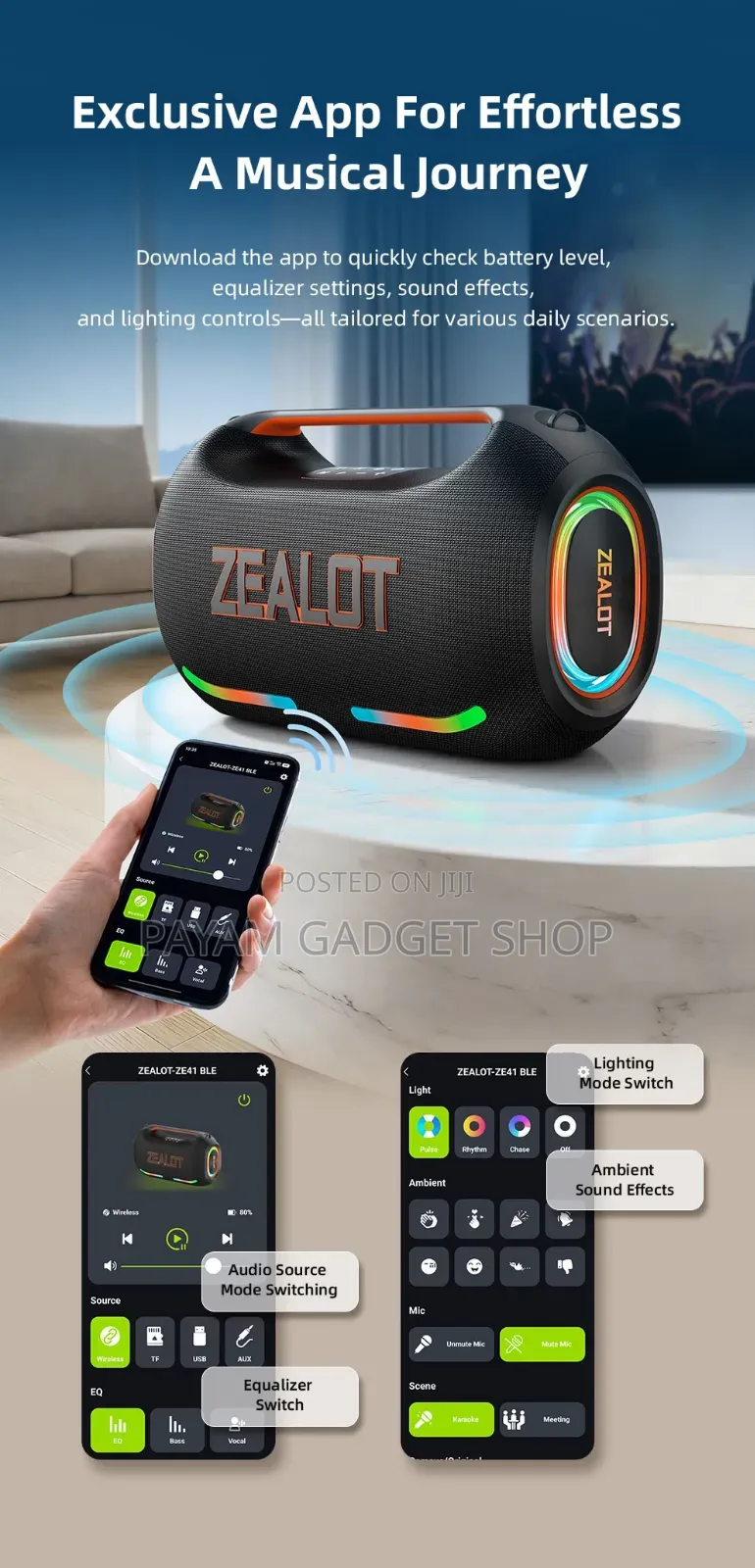 Zealot Ze41 250w Bluetooth Speaker Camo