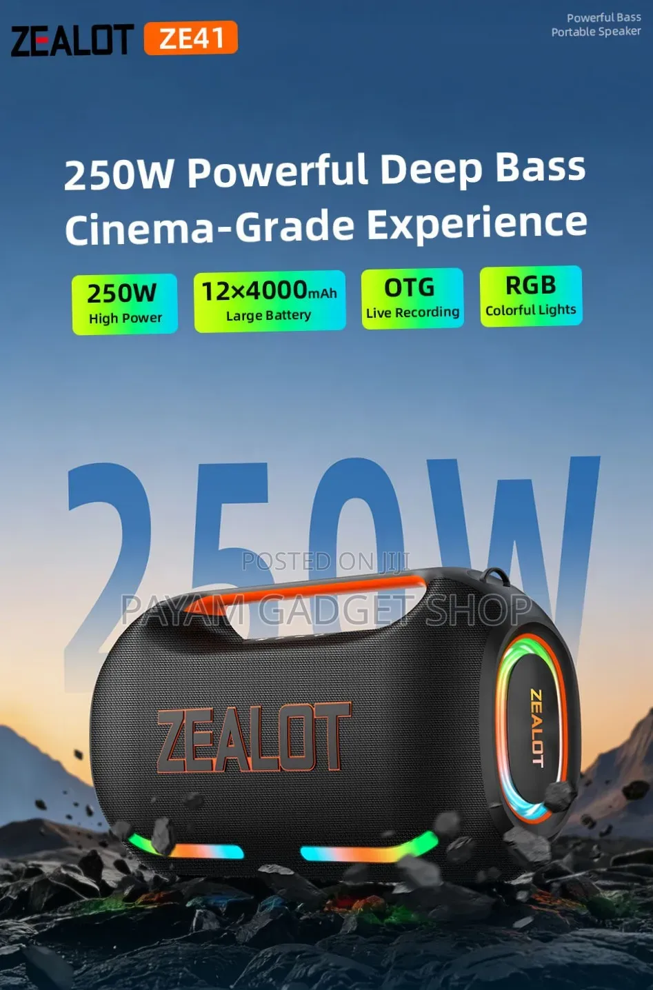 Zealot Ze41 250w Bluetooth Speaker Camo